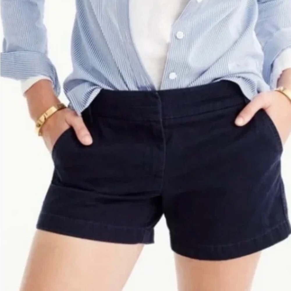 J.CREW Navy Blue Broken In Chino Cuffed Shorts 100% Cotton Size 00  - 3” Inseam